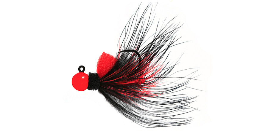 1 8 oz aerojig hook size 1 dead serious fishing Aerojig Marabou Jig - Black/Red