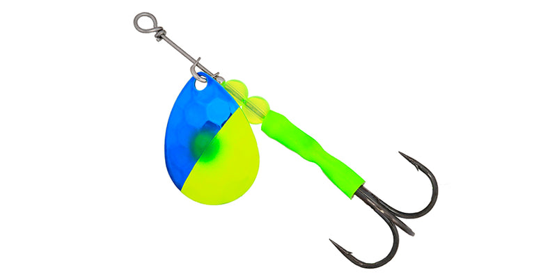 Simon 3.5 Spinner with Colorado blade. UV finishes and premium plating.  Best 3.5 Salmon Spinner ever made. SSH35009 – Hawken Fishing