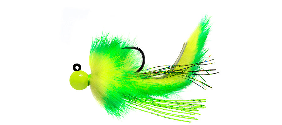 CHARTREUSE AND GREEN TWITCHING JIG FOR CHUM SALMON AND CHINOOK